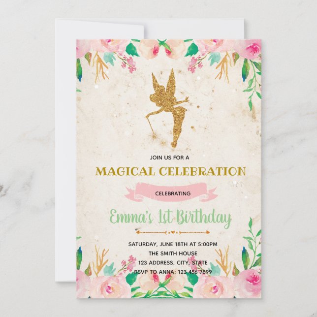 Invitation d'anniversaire enchantée (Devant)