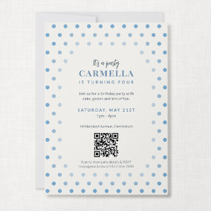 Invitation d'anniversaire enfant à pois bleus avec