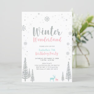 Invitation d'anniversaire enfant Pink & Blue Winte