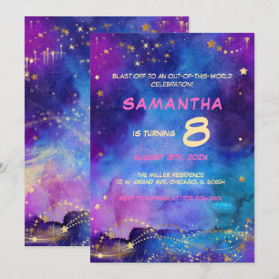 Invitation d'anniversaire Espace Galactique pour E