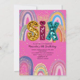 Invitation d'anniversaire étoiles rose et or aquar