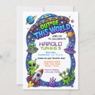 Invitation d'anniversaire extraterrestre hors du m