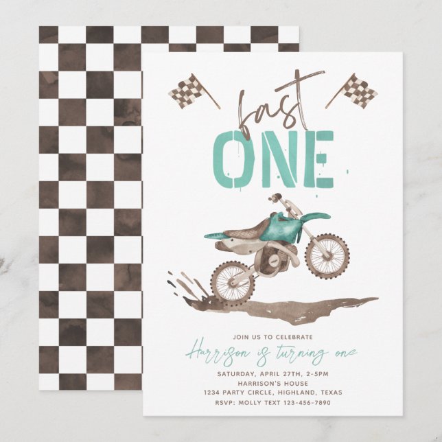 Invitation d'anniversaire Fast ONE | 1er anniversa (Devant / Derrière)