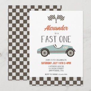 Invitation d'anniversaire Fast One voiture de cour