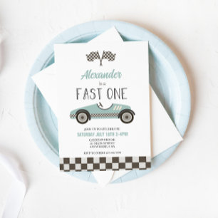 Invitation d'anniversaire Fast One voiture de cour
