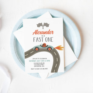 Invitation d'anniversaire Fast One voiture de cour