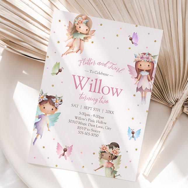 Invitation d'anniversaire fée mignonne, Pixie Part (Fairy Birthday Invitation, Whimsical Pixie Party Invitation)