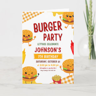 Invitation d'anniversaire Fête de Burger, BBQ de j