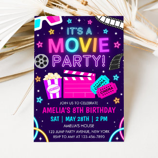 Invitation d'anniversaire fête de cinéma