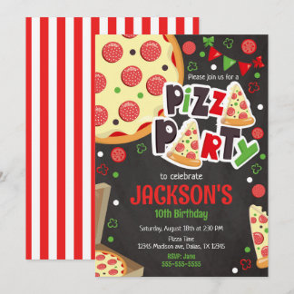 Invitation d'anniversaire Fête de Pizza Enfants Fê