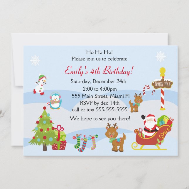 Invitation d'anniversaire Fête des enfants de Noël (Devant)