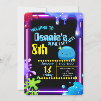 Invitation d'anniversaire Fête Enfants Slime Goutt
