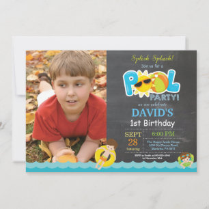 Invitation d'anniversaire Fête Piscine Garçon Spli