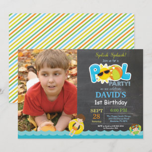 Invitation d'anniversaire Fête Piscine Garçon Spli