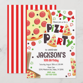 Invitation d'anniversaire fête pizza enfants fête 
