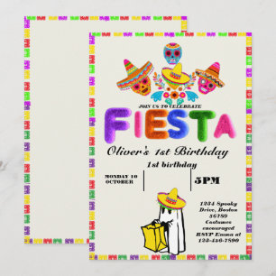 Invitation d'anniversaire Fiesta Chalkboard mexica