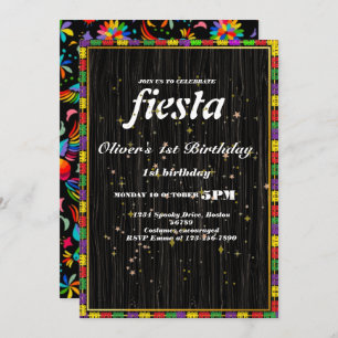 Invitation d'anniversaire Fiesta Chalkboard mexica