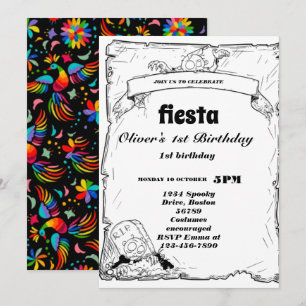 Invitation d'anniversaire Fiesta Chalkboard mexica