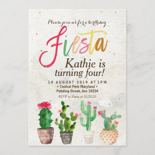 Invitation d'anniversaire Fiesta Succulente
