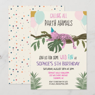 Invitation d'anniversaire fille Animaux de la fête