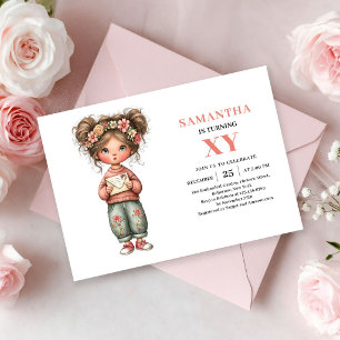 Invitation d'anniversaire Fille Fée Magique Floral