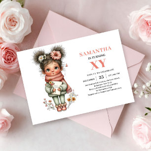 Invitation d'anniversaire Fille Fée Mignonne Flora