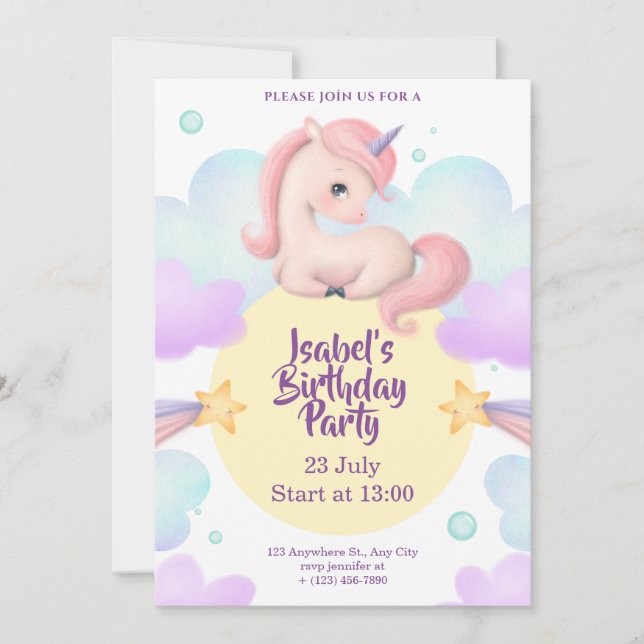invitation d'anniversaire fille, garçon et bébé (Devant)