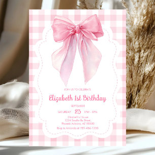 Invitation d'anniversaire fille gingham coquette n