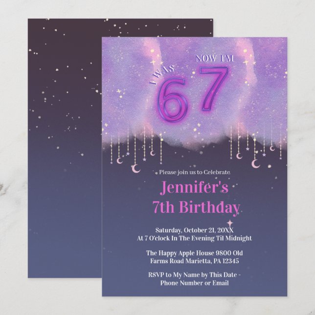 Invitation d'anniversaire Fille « J'avais 6 ans, m (Devant / Derrière)