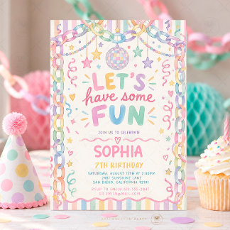 Invitation d'anniversaire fille pastel fantaisiste