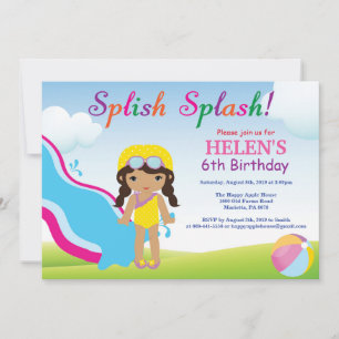 Invitation d'anniversaire fille pour fête à la pis
