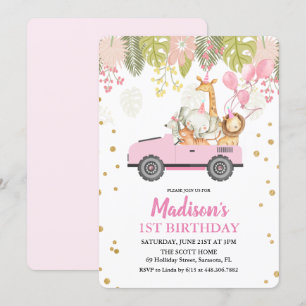 Invitation d'anniversaire fille safari jungle TOUT
