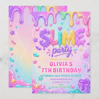Invitation d'anniversaire fille Slime Temps de Pai