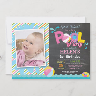 Invitation d'anniversaire Fille Splash Fête de Pis