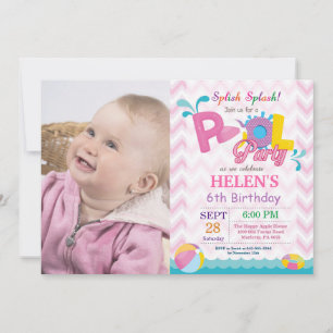 Invitation d'anniversaire Fille Splash Fête de Pis
