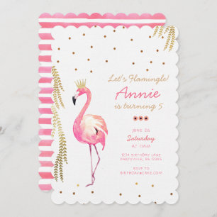 Invitation d'anniversaire Flamant rose