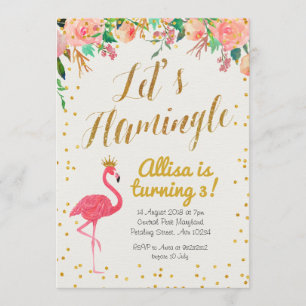 Invitation d'anniversaire Flamingle