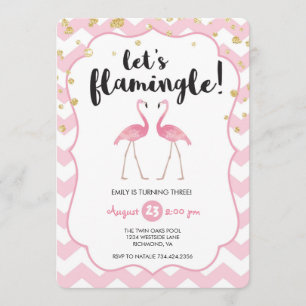 Invitation d'anniversaire Flamingle