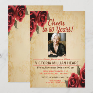 Invitation d'anniversaire Fleur de Rose Vintage -