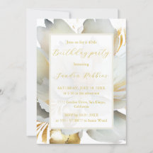 Invitation d'anniversaire fleur dorée romantique