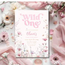 Invitation d'anniversaire fleur sauvage | Rose Wil