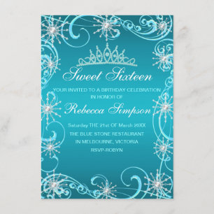 Invitation d'anniversaire Flocon de neige scintill