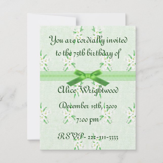 Invitation d'anniversaire floral (Devant)