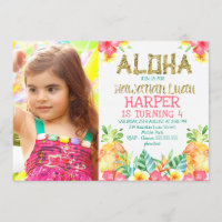 Invitation d'anniversaire Floral Hawaiian Luau