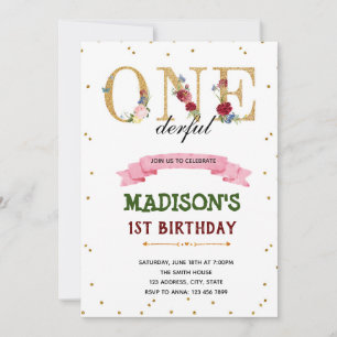 Invitation d'anniversaire Floral ONEderful