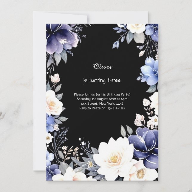 Invitation d'anniversaire florale (Devant)