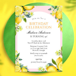 Invitation d'anniversaire florale au citron agrume