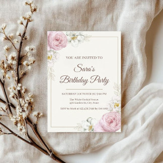 Invitation d'anniversaire florale élégante