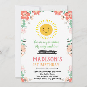 Invitation d'anniversaire florale ensoleillée