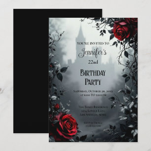 Invitation d'anniversaire florale gothique